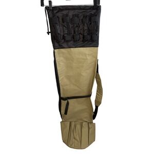 Travel Fishing Pole Bag Organizer Case Khaki Black Lightweight Pockets Fast Ship